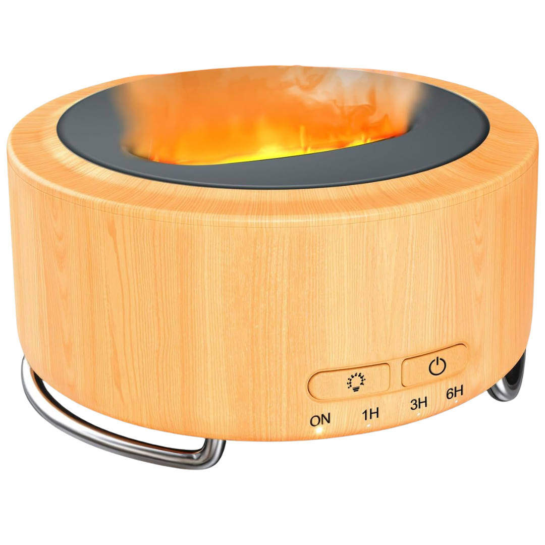 500ML Aroma Diffuser With Fireplace Flame Light & 9 Colors LED