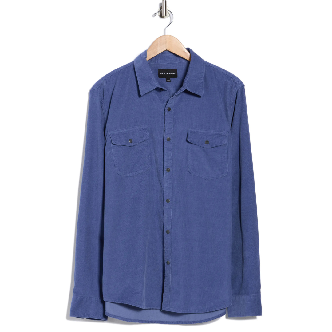 Lucky Brand Men's Western Corduroy Shirt (Coastal Fjord)