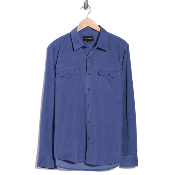 Lucky Brand Men's Western Corduroy Shirt (Coastal Fjord)