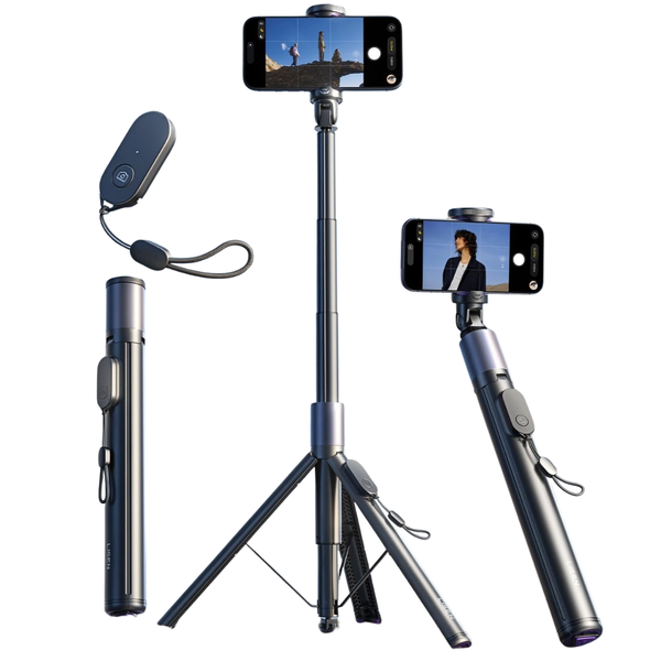 LISEN 67" Phone Tripod/Selfie Stick W/ Auto-Deploy Base & Remote