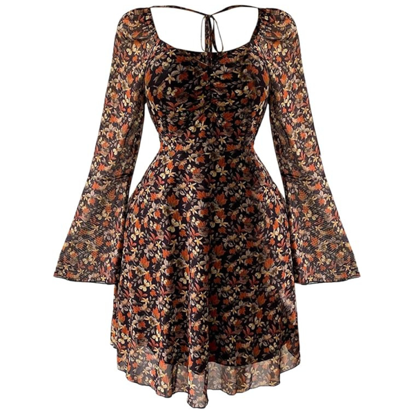 Women's Plus Size Maple Leaf Print Short Dress