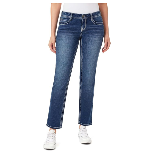 Women's Feisty Curvy 30" Low Rise Straight Insta Stretch Juniors Jeans