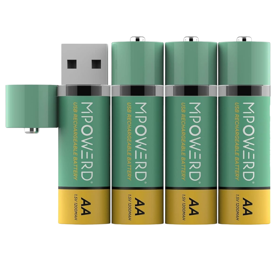 2-Pack 1200mAh BioLite Viri USB Rechargeable AA Batteries