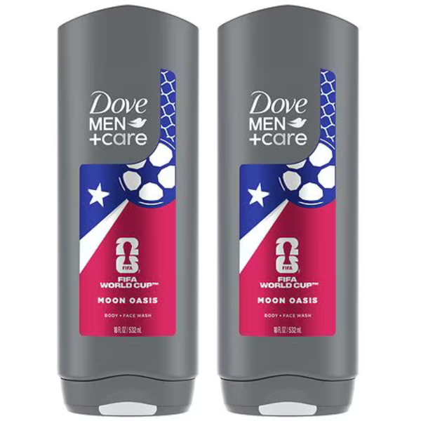 2-Count 18oz Dove Men+Care FIFA Ltd Ed Body & Face Wash