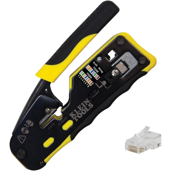 Klein Tools Ratcheting Data Cable And RJ45 Crimp Tool With 50-Pack CAT6 Plug (80024)