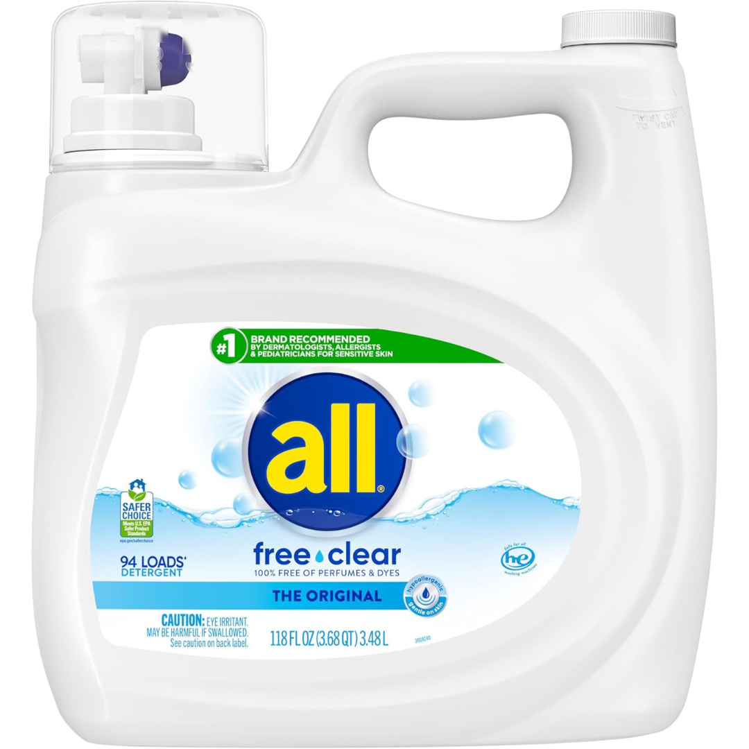 118oz/94 Loads All Liquid Laundry Detergent (Original, Free Clear)
