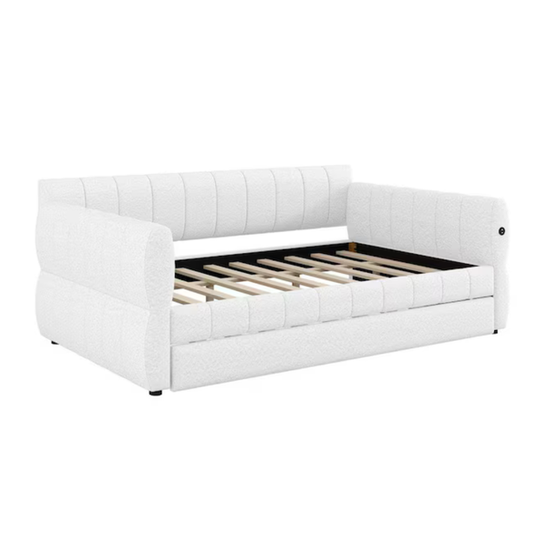 Nestfair Upholstered Daybed With USB And Trundle