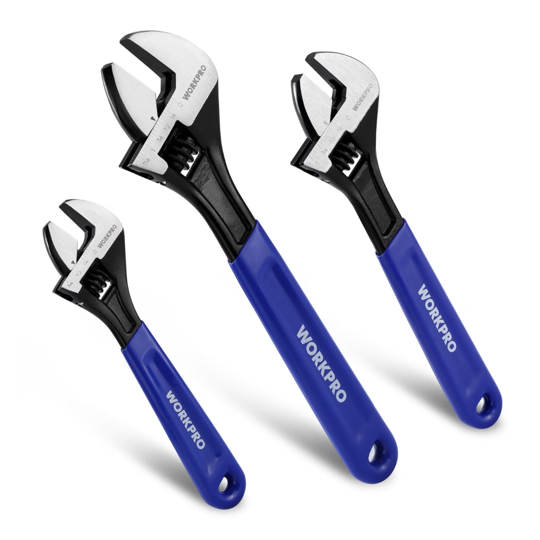 WORKPRO 3-Piece Adjustable Wrench Set With Ergonomic Grip