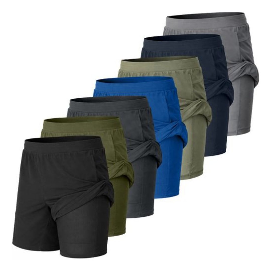 3-Pack Men's Quick-Dry 2-in-1 Athletic Shorts
