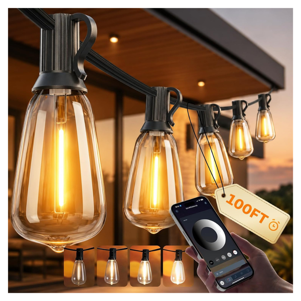 Ecoeve 100' Outdoor String Lights (Warm White)