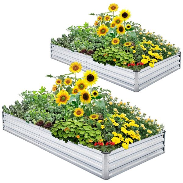 2-Pack Mofesun Galvanized Metal Raised Bed Garden Kit (4 X 8 X 1ft)