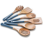 6-Piece Natural Acacia Wood Cooking Utensil Set W/ Smooth Grip Handle
