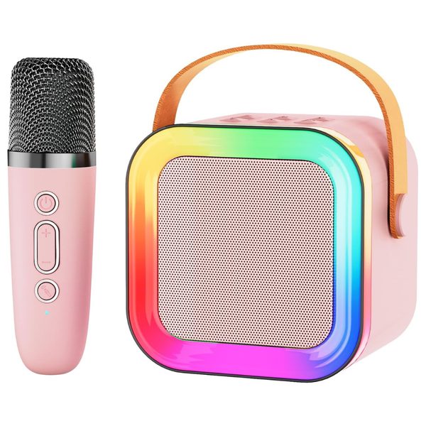Mini Karaoke Machine W/ Wireless Microphone (Pink)