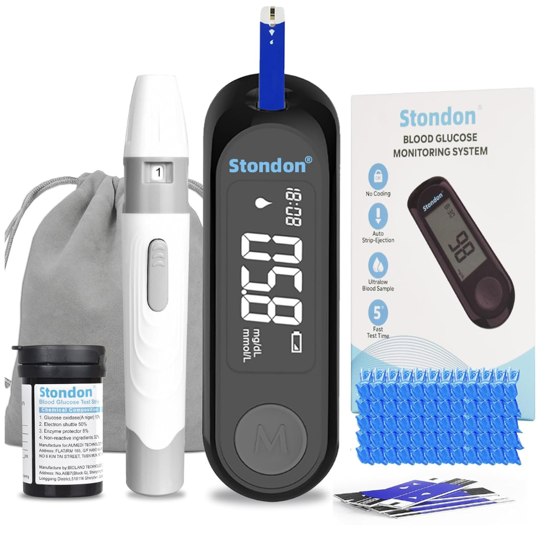 Diabetes Blood Glucose Testing Monitor Kit W/ 50 Test Strips & 50 Lancets