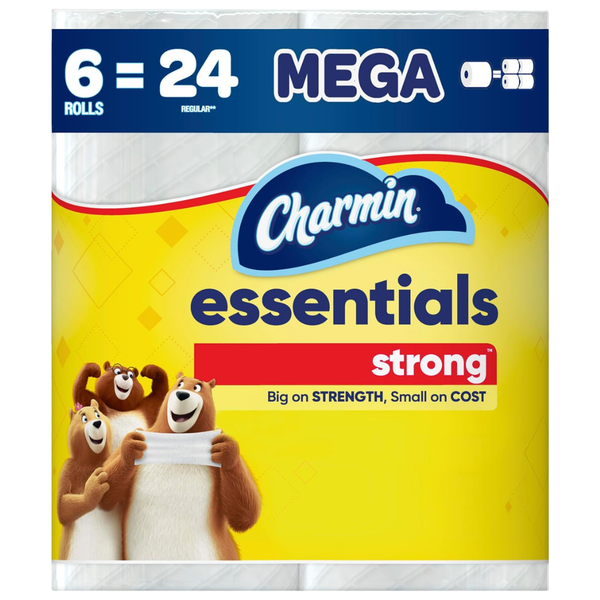 6-Pack Of 429-Sheets Charmin Essentials Strong Toilet Paper Mega Rolls