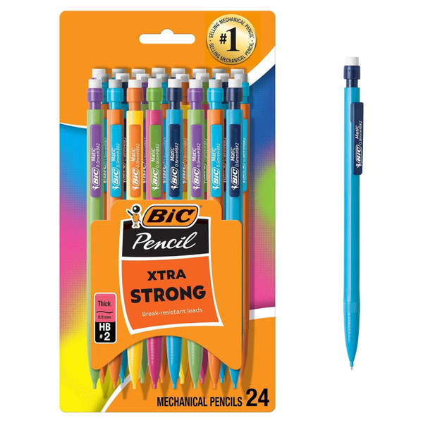 24-Pack BIC Xtra Strong Thick Point Mechanical Pencils With Erasers