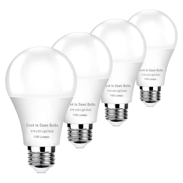 4-Pack Dusk To Dawn 5000K 75 Watt Equivalent A19 E26 Light Bulbs