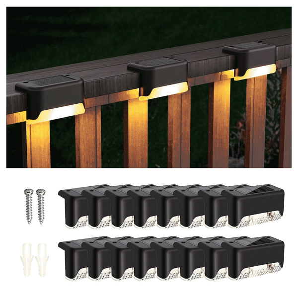 16-Piece Waterproof LED Solar Step Deck Lights