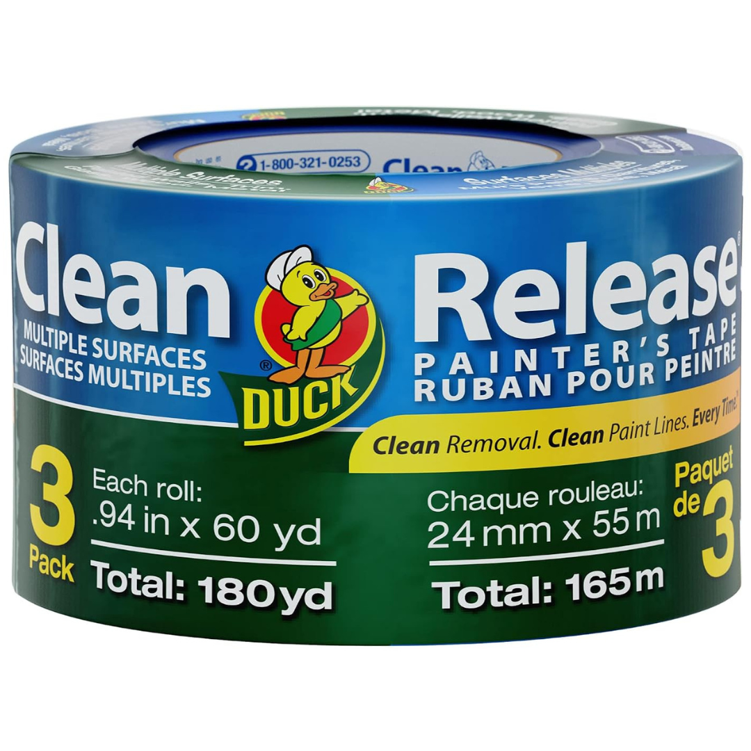 3-Pack Duck Clean Release Blue Masking Painters Tape (0.94 In X 60 Yd)