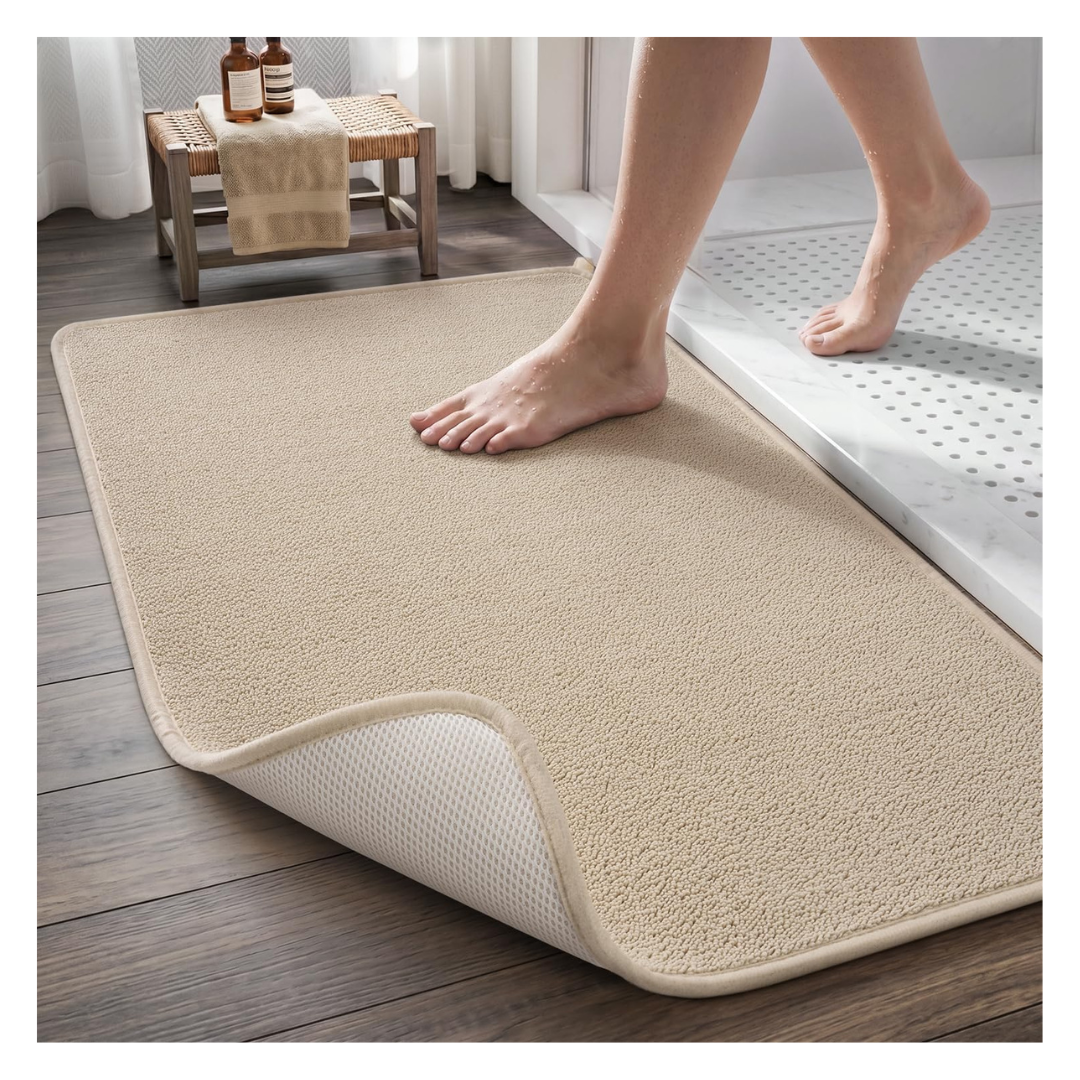17'' X 24'' Quick Dry Thin Absorbent Bathroom Rug W/ Non-Slip Backing
