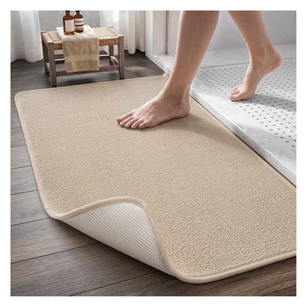 17'' X 24'' Quick Dry Thin Absorbent Bathroom Rug W/ Non-Slip Backing
