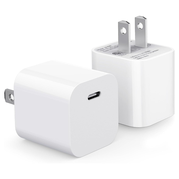 2-Pack Hibiker 20W USB-C Fast Wall Charger Block (White)