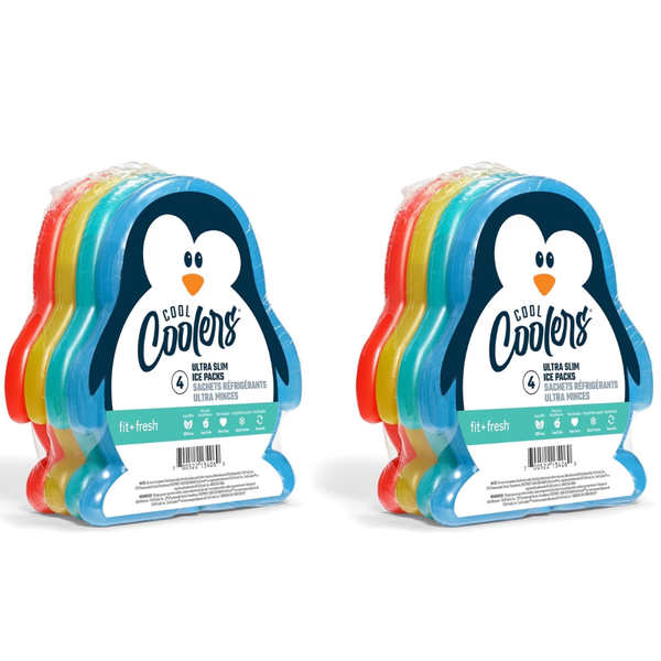 8-Pack Cool Coolers By Fit & Fresh Kids Lunch Box Ice Packs (Penguin)