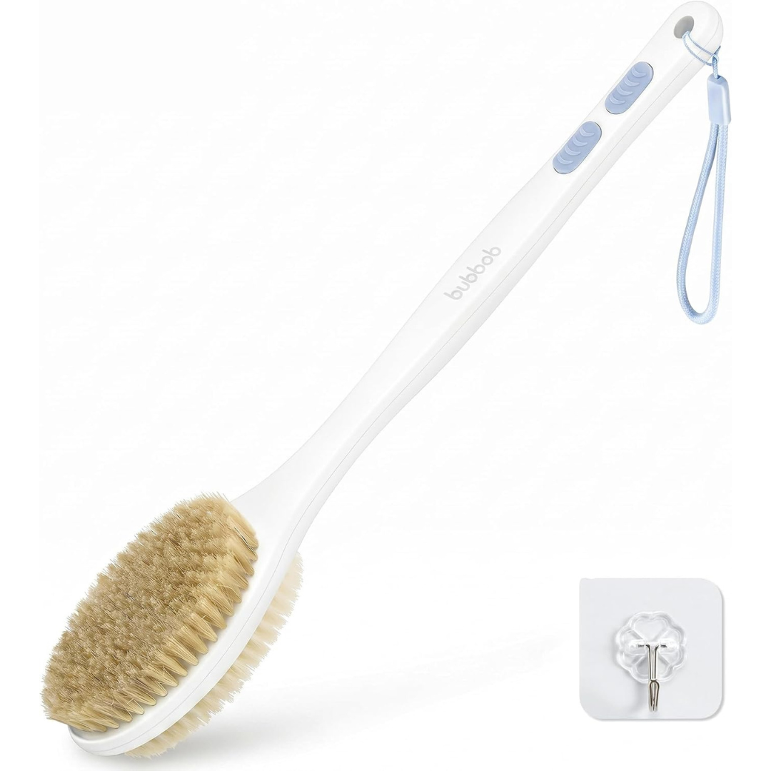 Bubbob Dual-Sided Back Scrubber With Long Handle (Blue)