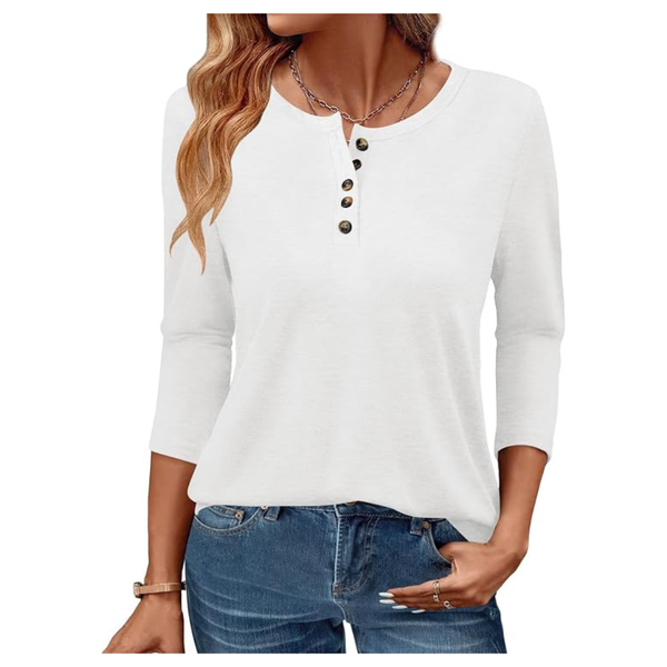 Women's Casual 3/4 Sleeve Henley Top (Various)