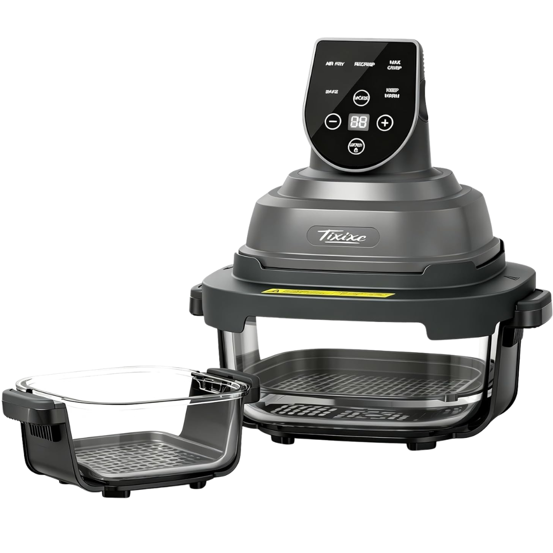 1500W 5-in-1 Glass Air Fryer With 4QT 6-Cup Glass Bowl