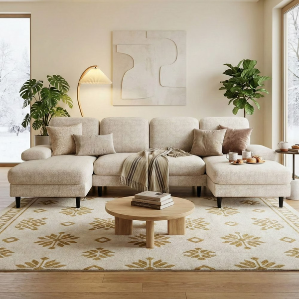 4-Seat CONCETTA U-Shaped Sectional Sofa W/ Double Chaise Set