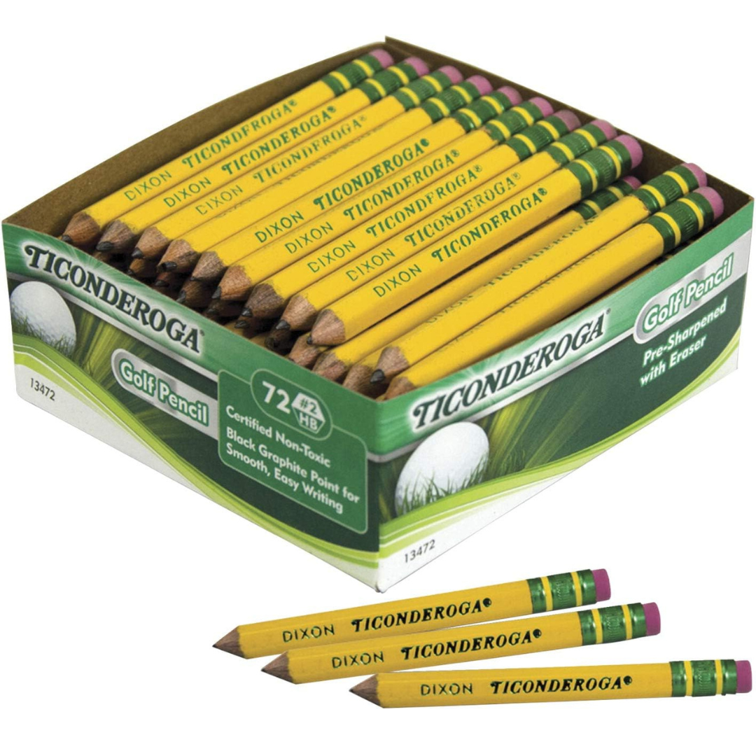 72-Count Ticonderoga Golf Pencils With Erasers