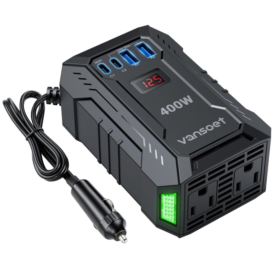 400W 12V Car DC To 110V AC Inverter W/ 4x USB, 2x AC