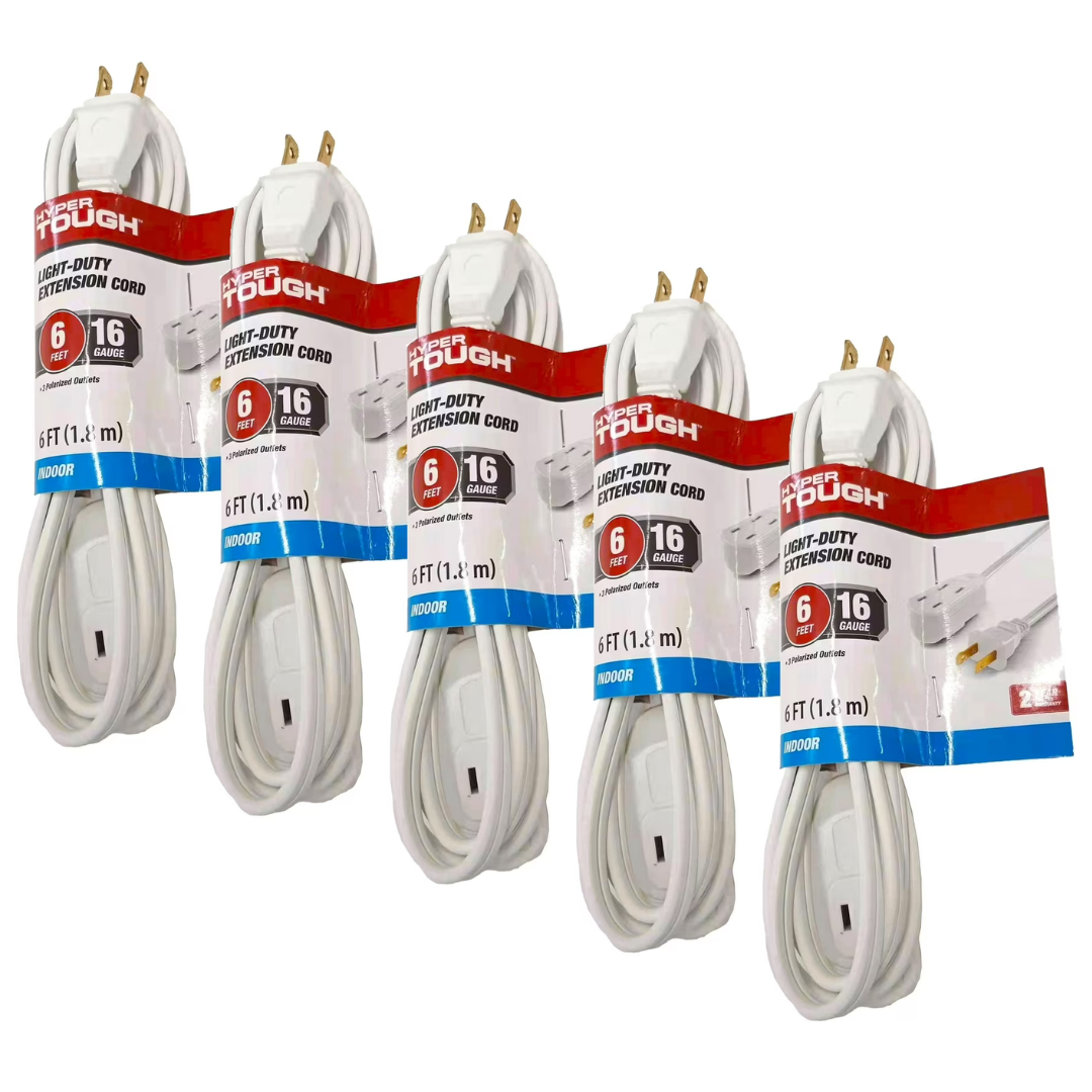 5-Pack Hyper Tough 6FT 16AWG Extension Cord