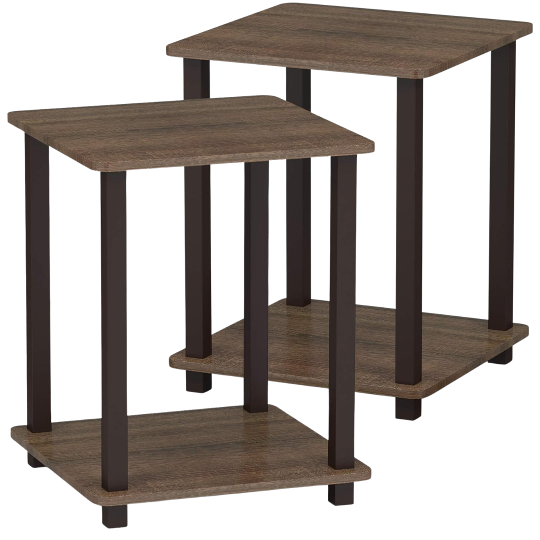 2-Piece 15.6" X 15.6" Furinno Simplistic End Table Set
