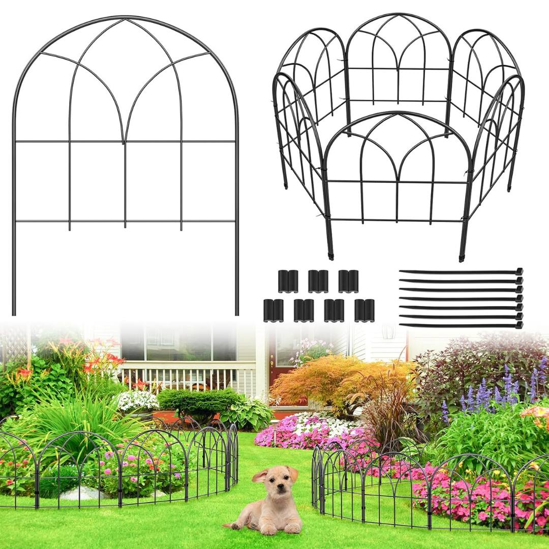6-Pack 12.55" X 16.53" Youpehom No Dig Metal Garden Edging Fence Panels (Black)