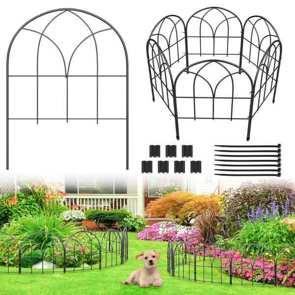 6-Pack 12.55" X 16.53" Youpehom No Dig Metal Garden Edging Fence Panels (Black)