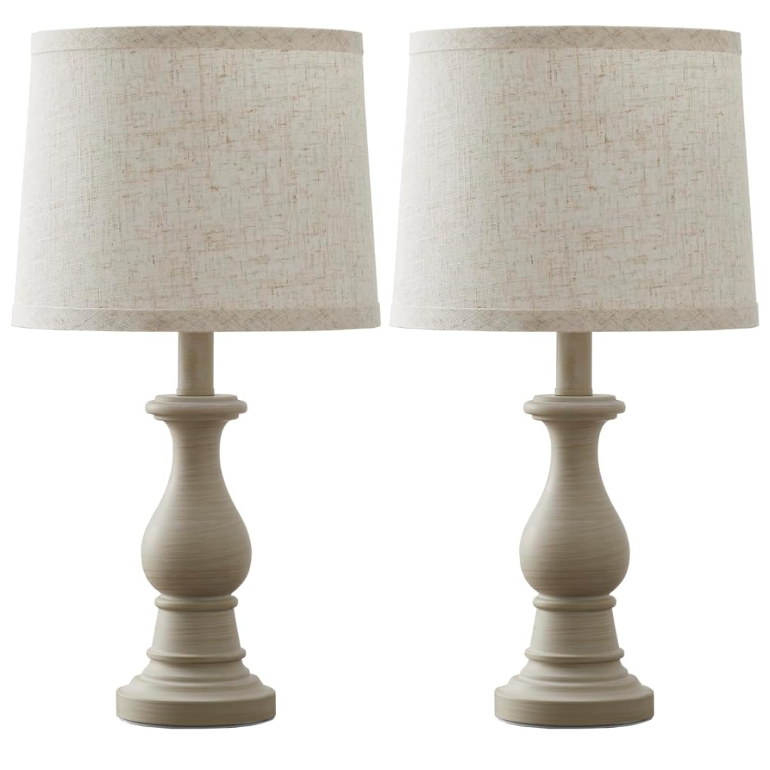 2-Pack 18.5" Hikczc Vintage Farmhouse Table Lamps With 2 LED Bulbs