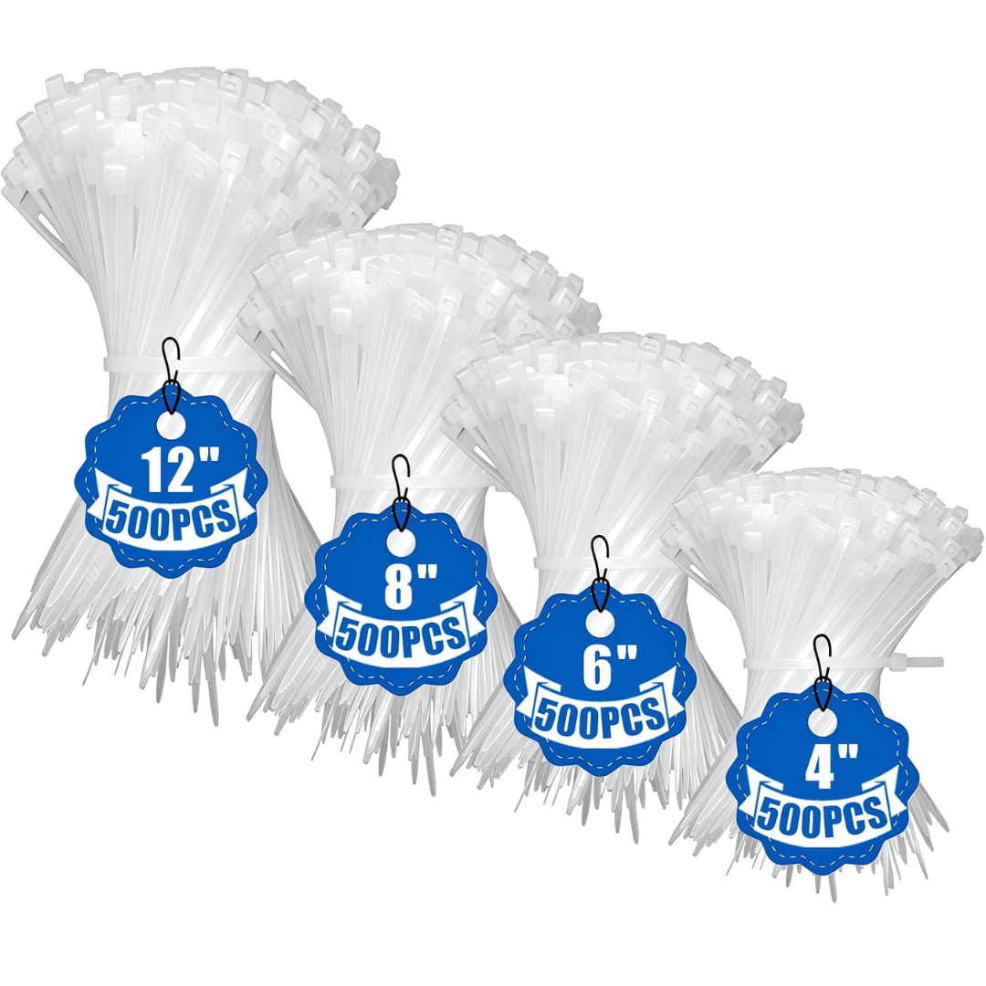 2000-Pack Self-Locking Clear Zip Ties