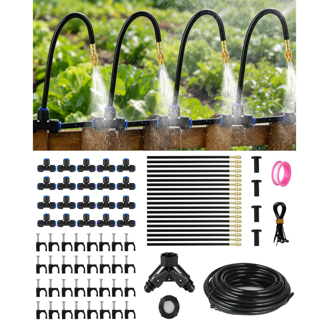 130' Drip Irrigation System For Garden With 20 Nozzles