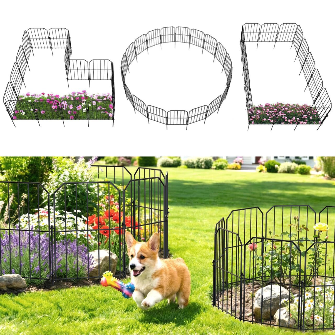 10' X 24" Outdoor Rustproof Metal Garden Fence