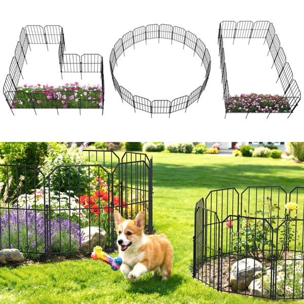 10' X 24" Outdoor Rustproof Metal Garden Fence