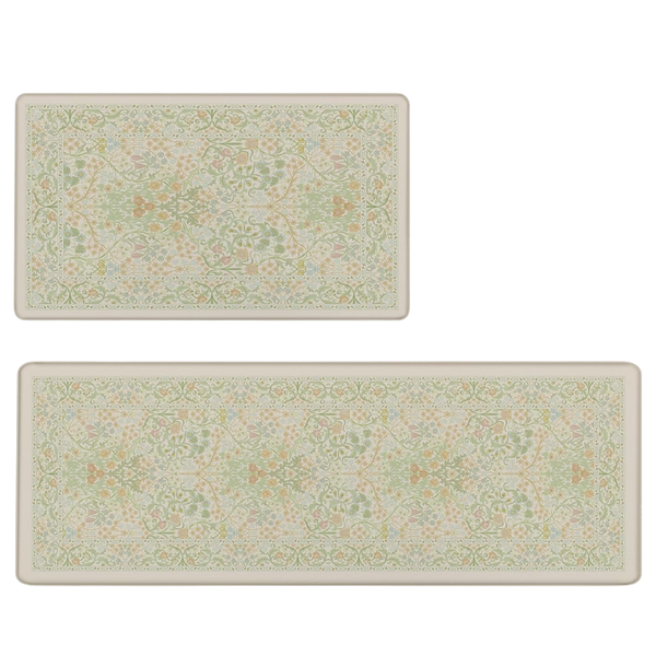 2-Pack Vintage Floral Kitchen Mat Set