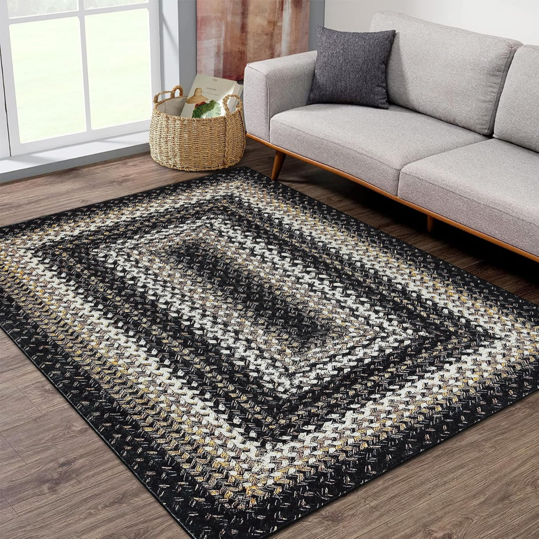 5x7 Modern Braided Print Washable Carpet