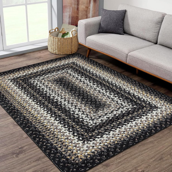 5x7 Modern Braided Print Washable Carpet