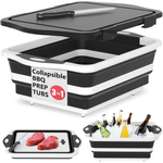 3-In-1 HI NINGER Collapsible BBQ Prep Tub w/ Lid, Colander, Cutting Board & Knife Set