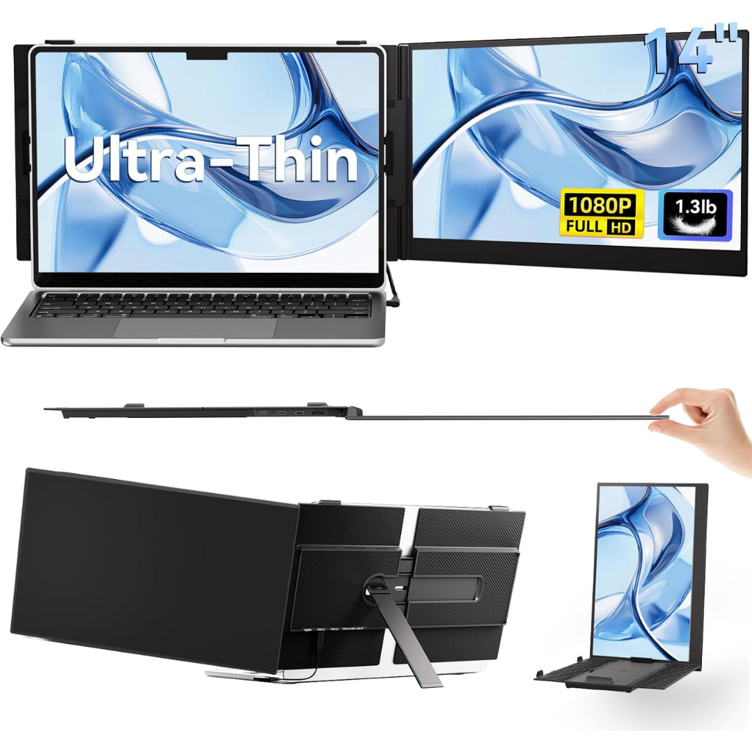 14" Ultra-Thin FHD 1080P Laptop Screen Extender for 13 to 17.3" Laptops