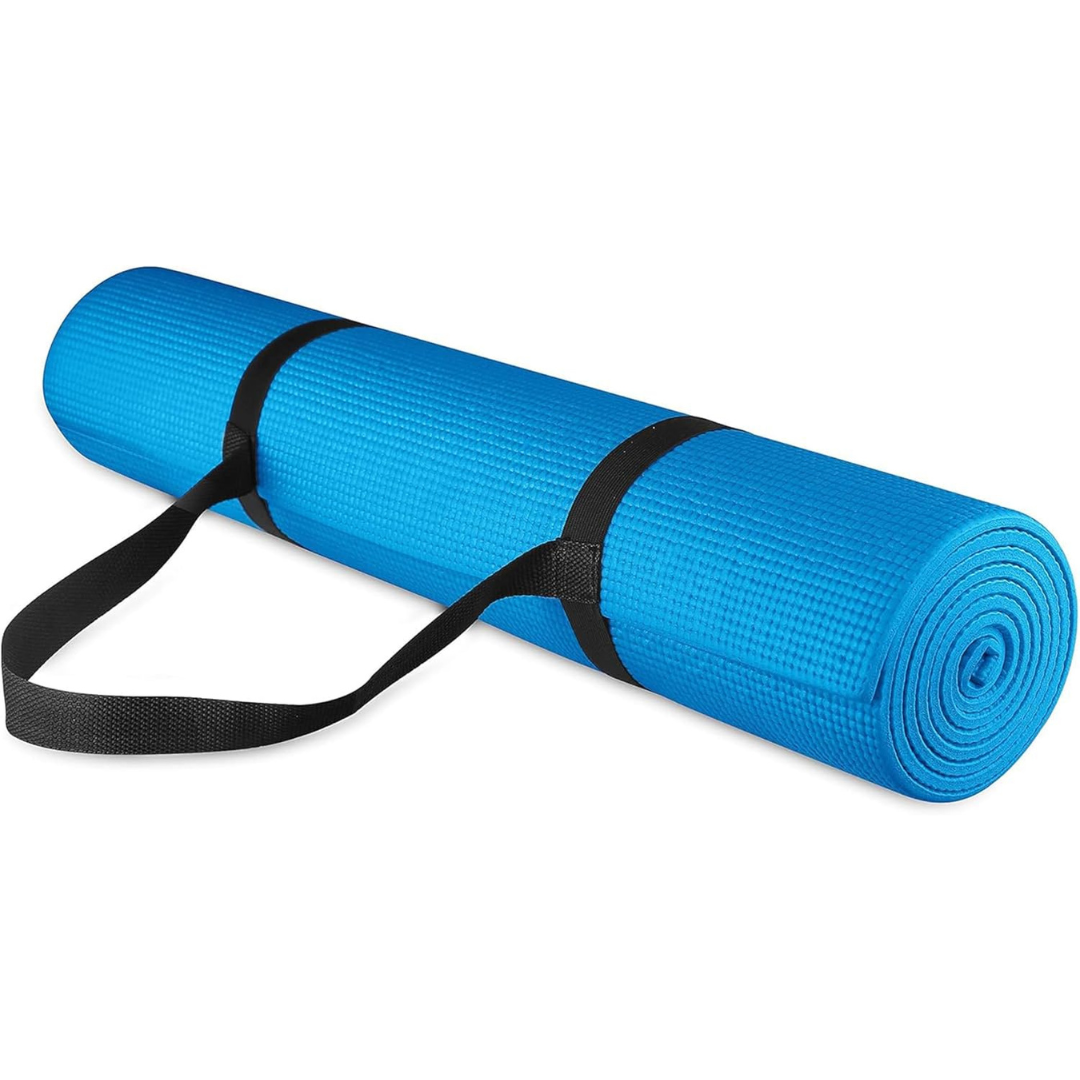 Fitvids 1/4" High Density Thick Non Slip Yoga Mat w/ Knee Pad & Strap (68" x 24")