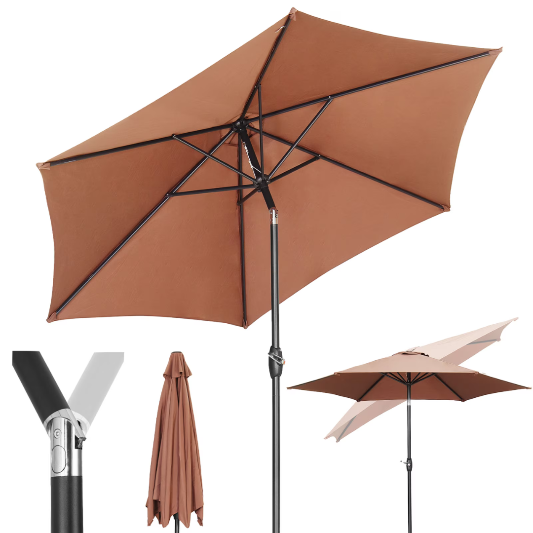 9ft Patio Umbrella with Push Button Tilt and Crank