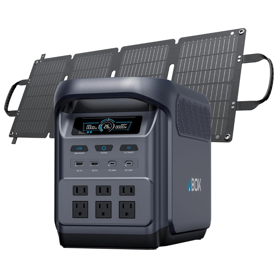 ABOK Elux1 1024Wh Portable Power Station with 45W Solar Charger